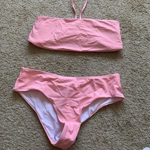 Shein pink top less baiting suit NWOT